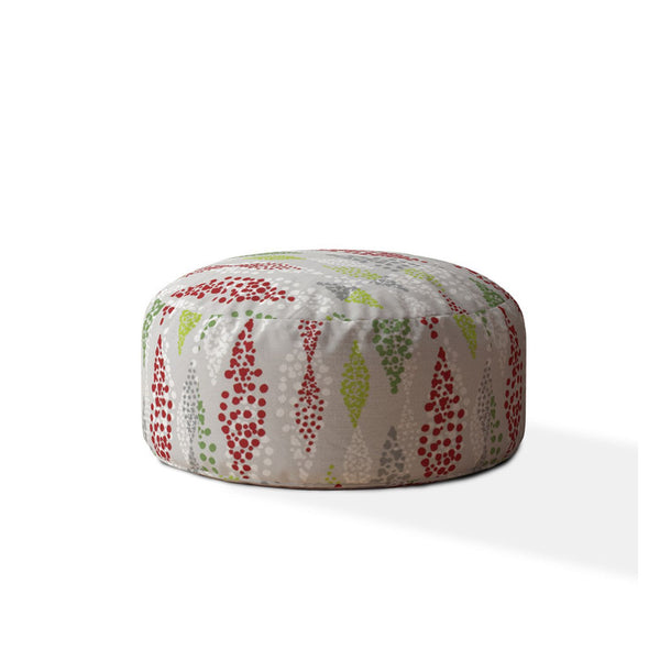 Homeroots 24" Green Cotton Round Polka Dots Pouf Cover Green,Red,White  518394