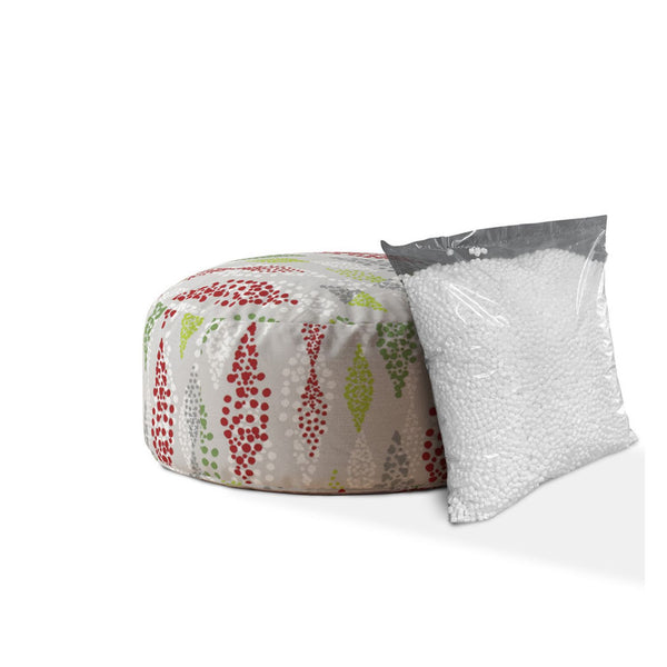 Homeroots 24" Green Cotton Round Polka Dots Pouf Cover Green,Red,White  518394