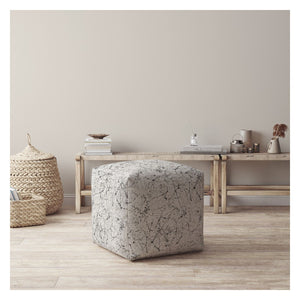 Homeroots 17" Beige Cotton Abstract Pouf Cover   518397