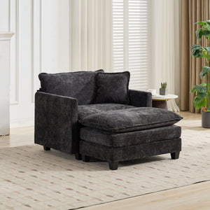 English Elm Cloud Sofa Single Seat Module - Modern Chenille Couch For Living Room & Bedroom Comfort, Black W1143S00006