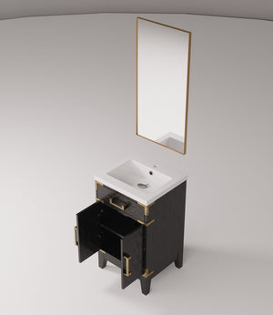 English Elm Black Oak Single Bath Vanity With Acrylic Countertop & 18" Mirror - Perfect For Compact Spaces! B2731S02120