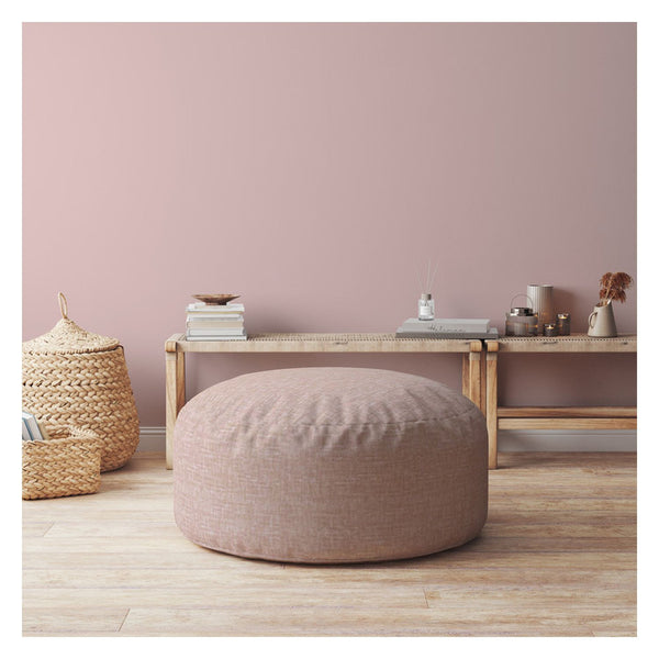 Homeroots 24" Pink Cotton Round Pouf Cover   518400