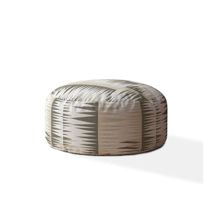 Homeroots 24" Beige Cotton Round Chevron Pouf Cover   518402