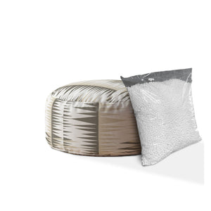 Homeroots 24" Beige Cotton Round Chevron Pouf Cover   518402