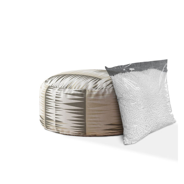 Homeroots 24" Beige Cotton Round Chevron Pouf Cover   518402