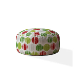 Homeroots 24" Red And White Cotton Round Polka Dots Pouf Cover Green,Red,White  518408