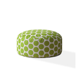 Homeroots 24" Green And White Cotton Round Polka Dots Pouf Cover   518412