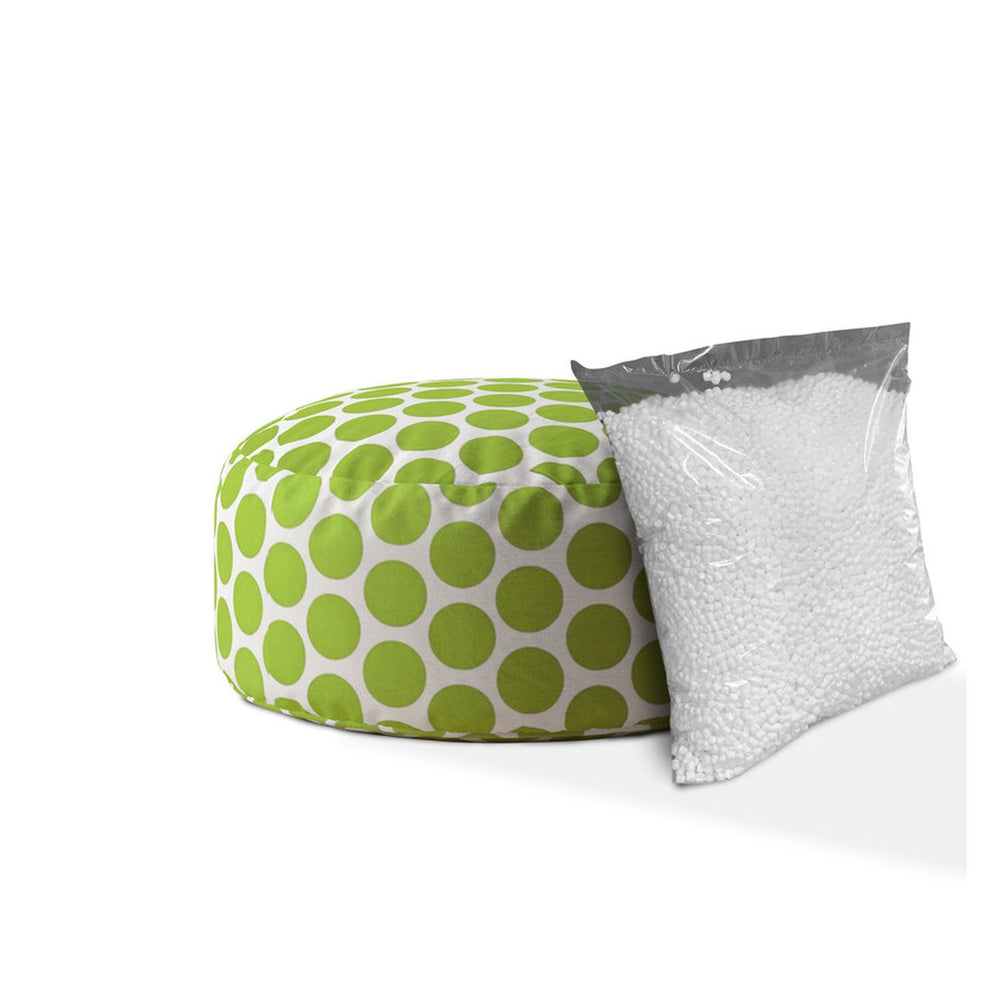Homeroots 24" Green And White Cotton Round Polka Dots Pouf Cover   518412
