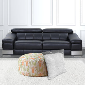 Homeroots 24" Orange Cotton Round Cactus Pouf Cover   518428