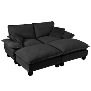 English Elm Modular Cloud Sectional Sofa Chenille Upholstered with Ottoman for Apartment Living Black W3163S00115