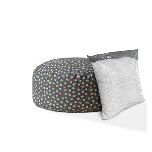 Homeroots 24" Blue Cotton Round Polka Dots Pouf Cover Blue,Grey,Orange,Yellow  518432