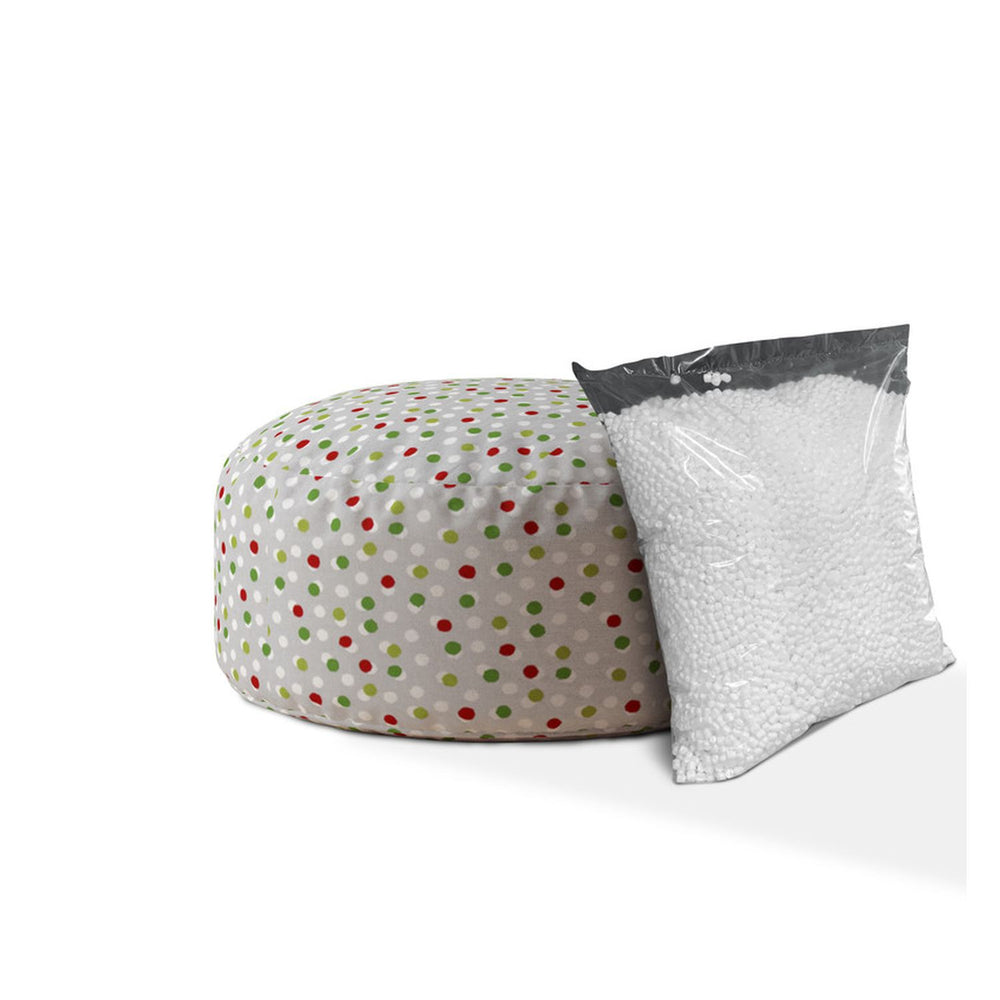 Homeroots 24" Green Cotton Round Polka Dots Pouf Cover   518434