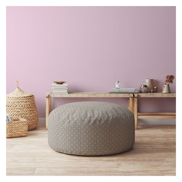 Homeroots 24" Gray Cotton Round Polka Dots Pouf Cover Grey,White  518440