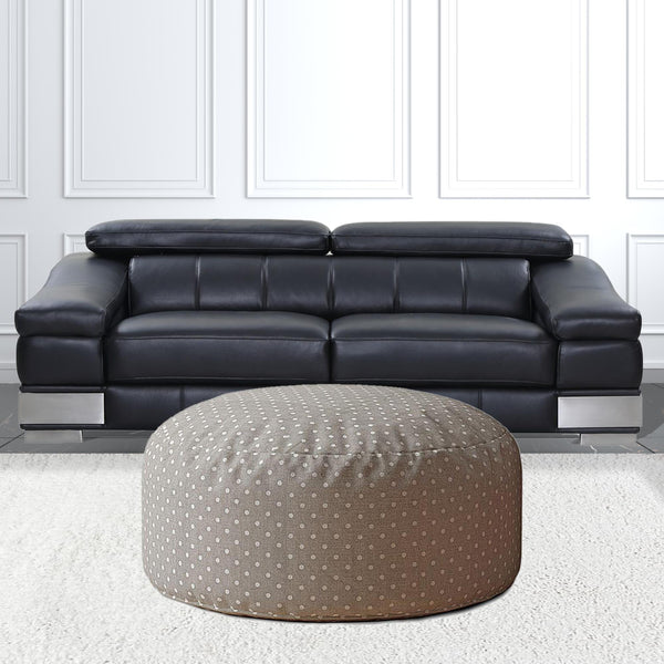 Homeroots 24" Gray Cotton Round Polka Dots Pouf Cover Grey,White  518440