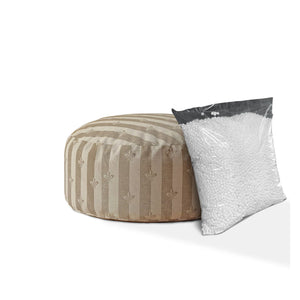 Homeroots 24" Taupe Cotton Round Floral Pouf Cover   518452