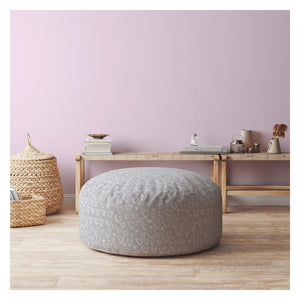 Homeroots 24" Gray Cotton Round Abstract Pouf Cover   518454