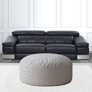 Homeroots 24" Gray Cotton Round Abstract Pouf Cover   518454