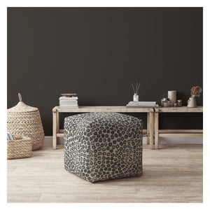 Homeroots 17" Beige Cotton Abstract Pouf Cover   518457