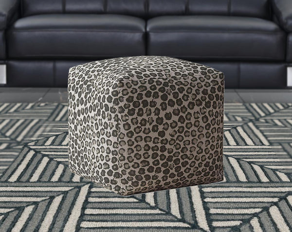 Homeroots 17" Beige Cotton Abstract Pouf Cover   518457
