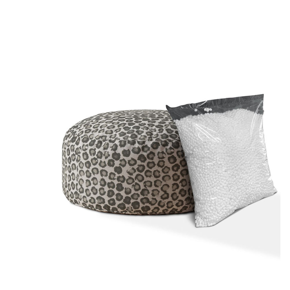 Homeroots 24" Beige Cotton Round Abstract Pouf Cover   518458