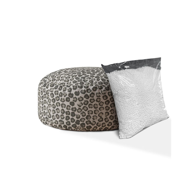 Homeroots 24" Beige Cotton Round Abstract Pouf Cover   518458