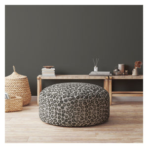 Homeroots 24" Beige Cotton Round Abstract Pouf Cover   518458