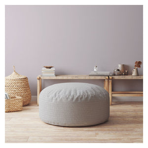 Homeroots 24" Gray Cotton Round Pouf Cover   518464