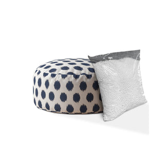 Homeroots 24" Blue And White Canvas Round Polka Dots Pouf Cover   518472