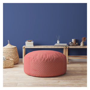Homeroots 24" Coral Polyester Round Pouf Cover Coral  518474