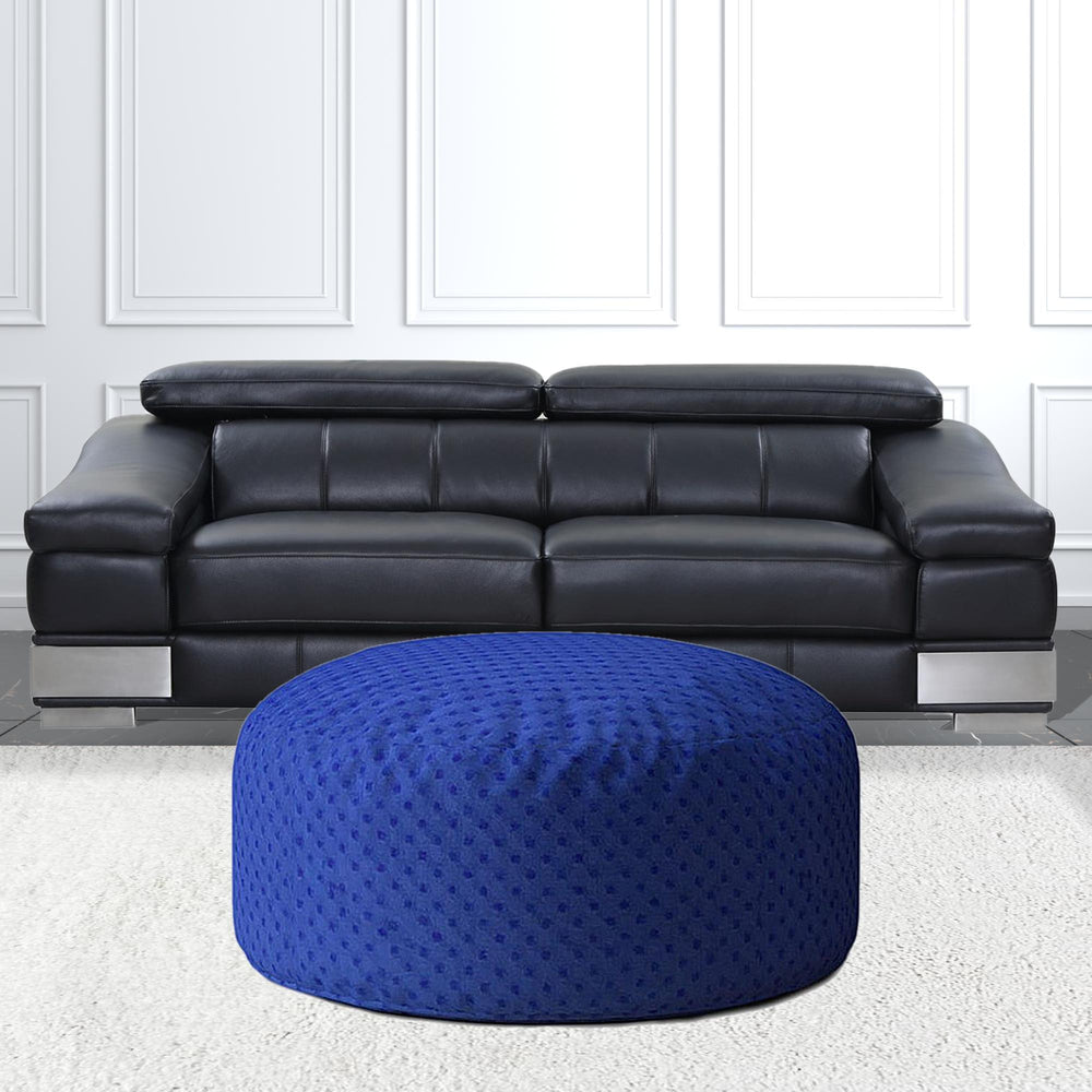 Homeroots 24" Blue Polyester Round Pouf Cover   518476