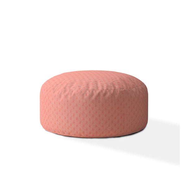 Homeroots 24" Pink Polyester Round Pouf Cover Pink  518478