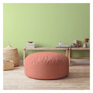 Homeroots 24" Pink Polyester Round Pouf Cover Pink  518478