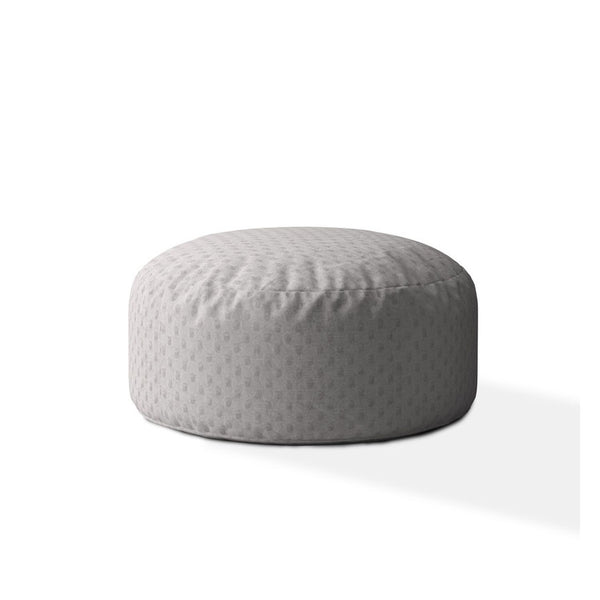 Homeroots 24" Gray Polyester Round Pouf Cover Grey  518480