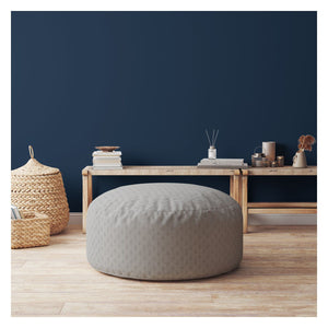 Homeroots 24" Gray Polyester Round Pouf Cover Grey  518480
