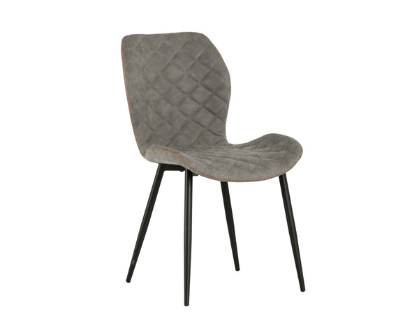 Sunpan Lyla Dining Chair Set - Chic Faux Leather Design with Diamond Tufting and Stylish Steel Legs Black / Antique Grey
