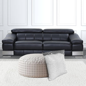 Homeroots 24" Gray Cotton Round Gingham Pouf Cover Grey,White  518502