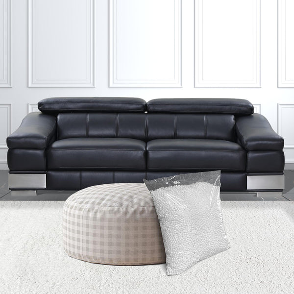 Homeroots 24" Gray Cotton Round Gingham Pouf Cover Grey,White  518502