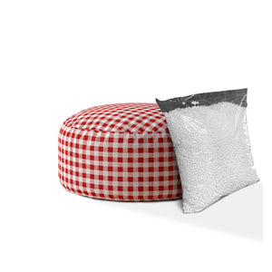 Homeroots 24" Red And White Cotton Round Gingham Pouf Cover Red,White  518504
