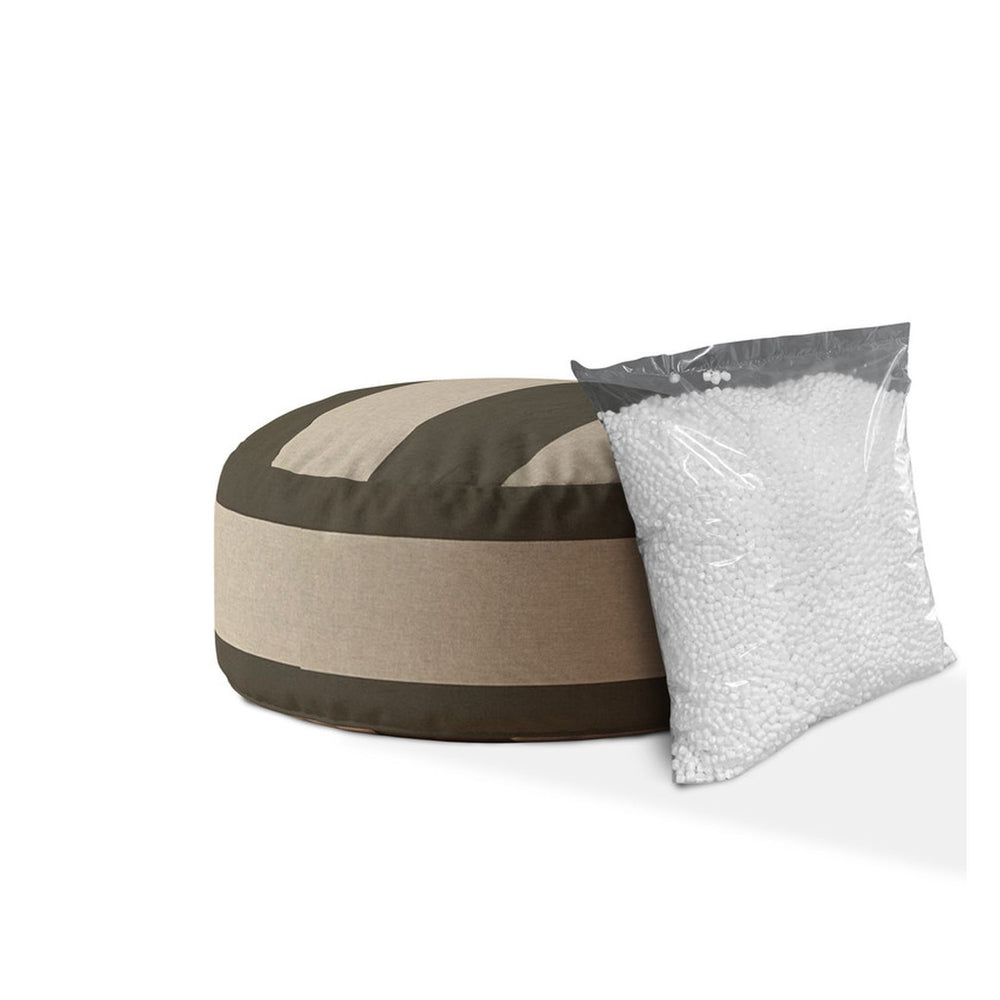 Homeroots 24" Green Cotton Round Striped Pouf Cover   518506