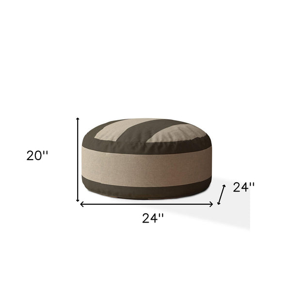 Homeroots 24" Green Cotton Round Striped Pouf Cover   518506