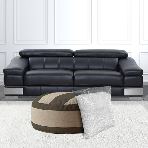 Homeroots 24" Green Cotton Round Striped Pouf Cover   518506