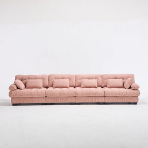 English Elm Modular Cloud Sectional Sofa Flannelette Upholstered Deep Seat with Plush Round Armrests Pink W2120S00044