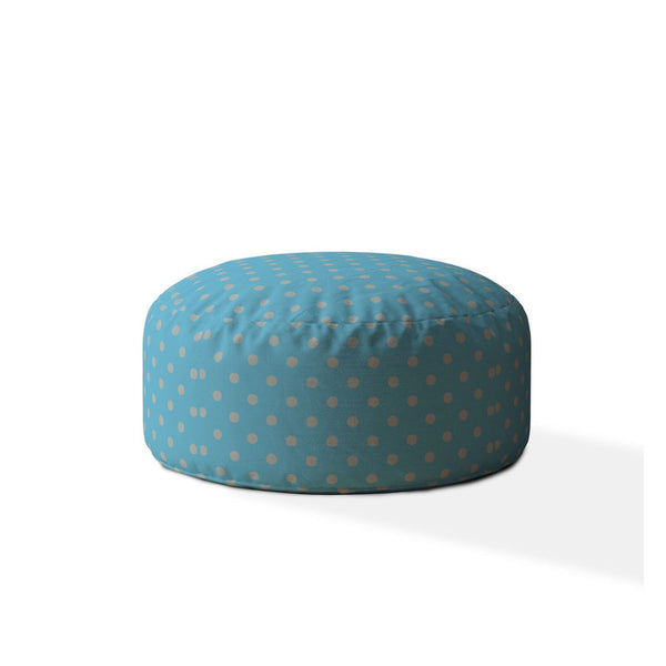 Homeroots 24" Blue And Gray Cotton Round Polka Dots Pouf Cover Blue,White  518516