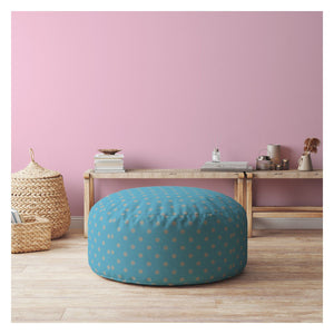 Homeroots 24" Blue And Gray Cotton Round Polka Dots Pouf Cover Blue,White  518516