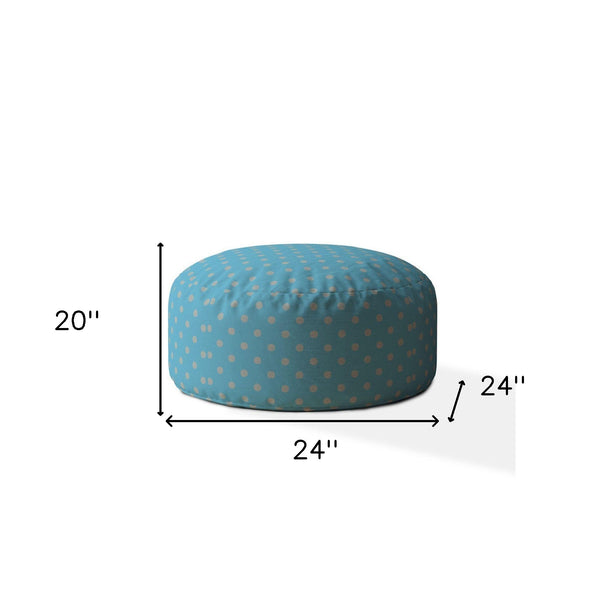 Homeroots 24" Blue And Gray Cotton Round Polka Dots Pouf Cover Blue,White  518516