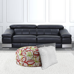 Homeroots 24" Green And White Cotton Round Abstract Pouf Cover   518518