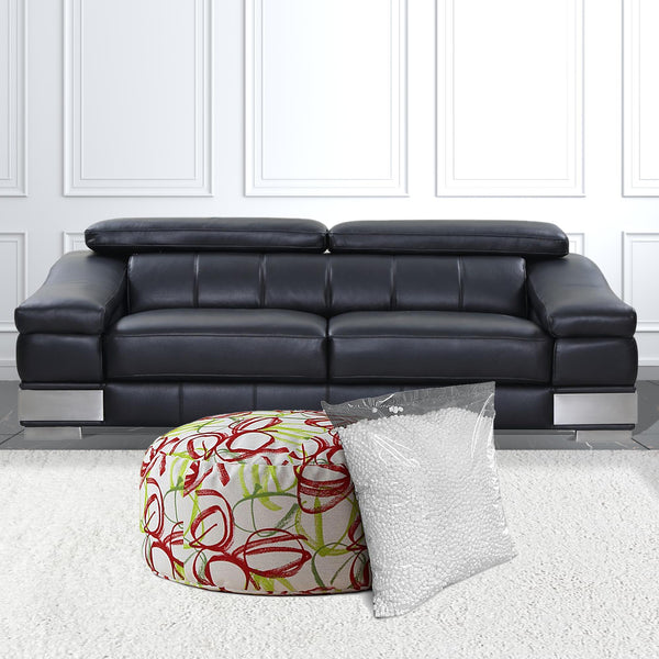 Homeroots 24" Green And White Cotton Round Abstract Pouf Cover   518518