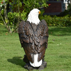 English Elm 13" Hand-painted Resin Bald Eagle Statue Patriotic Sculpture for Garden or Entryway W5709P462783