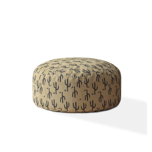 Homeroots 24" Beige Cotton Round Cactus Pouf Cover   518524