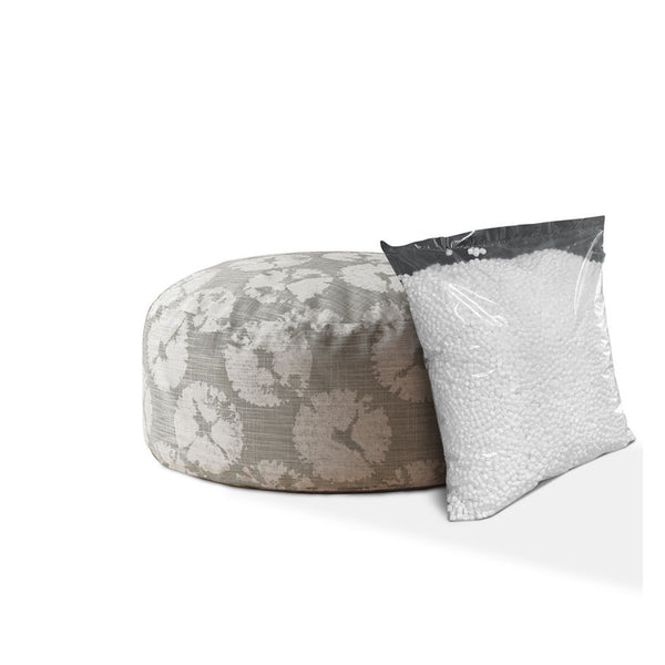 Homeroots 24" Gray Canvas Round Abstract Pouf Cover   518526